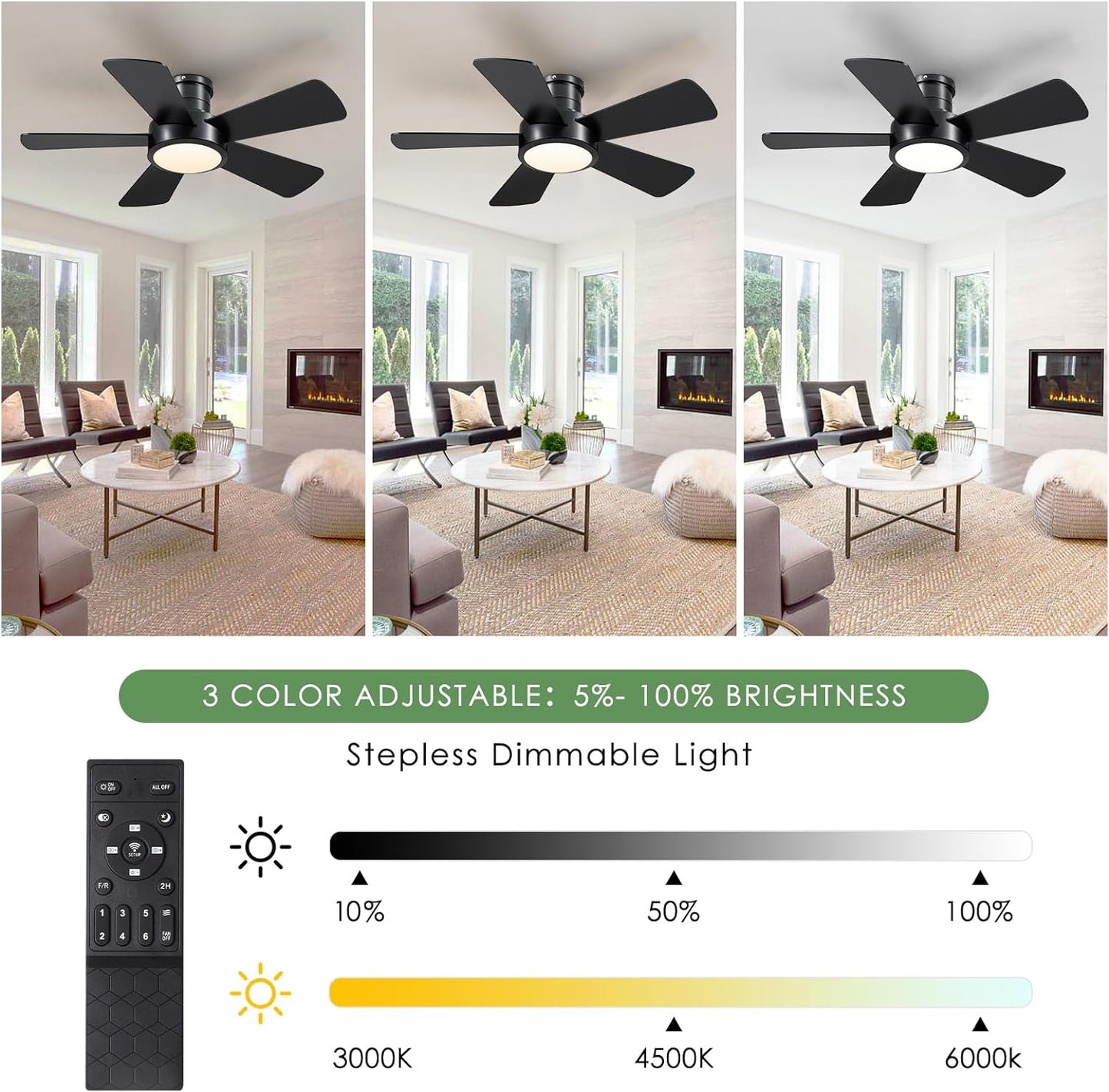 OLUZO 40“ Modern Ceiling Fans with Lights