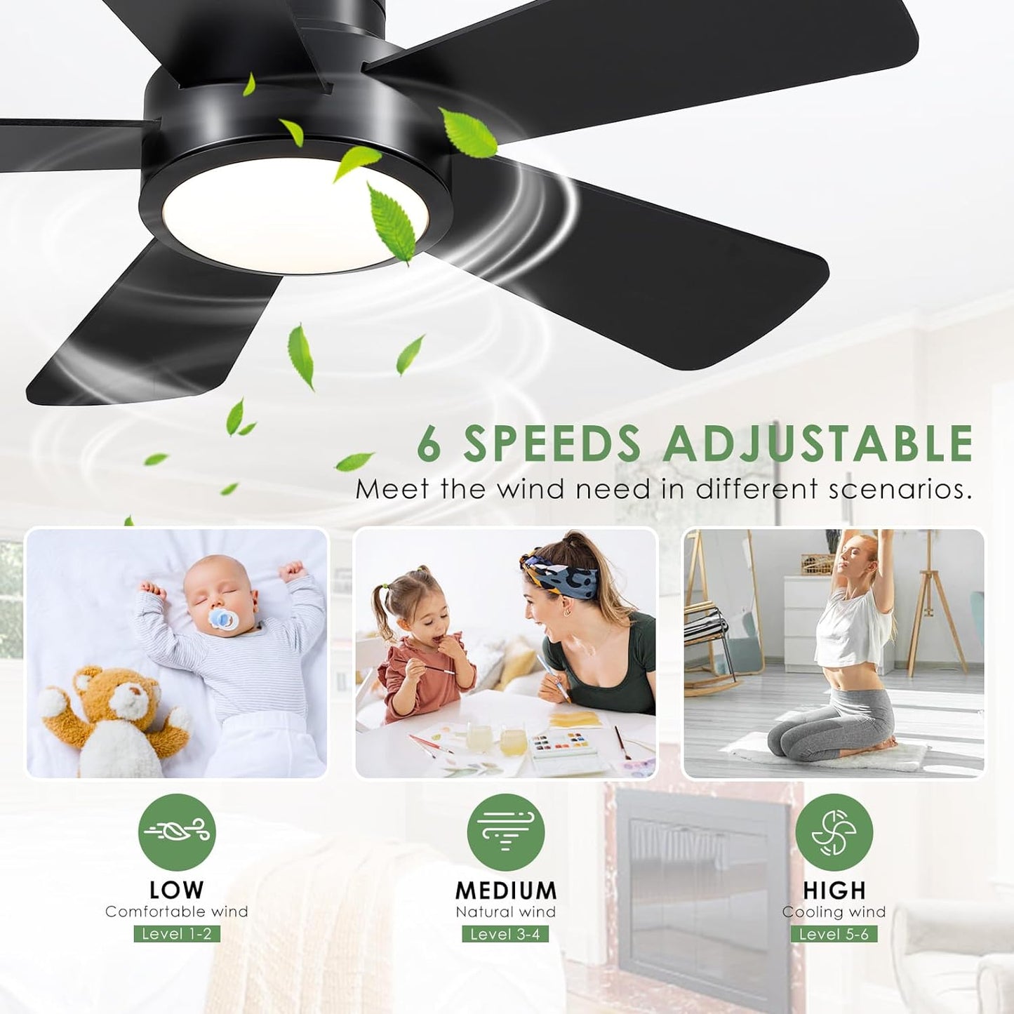 OLUZO 40“ Modern Ceiling Fans with Lights