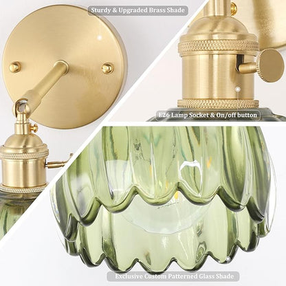 OLUZO 4.3” Vintage Wall Sconce with Green  Wall Lights