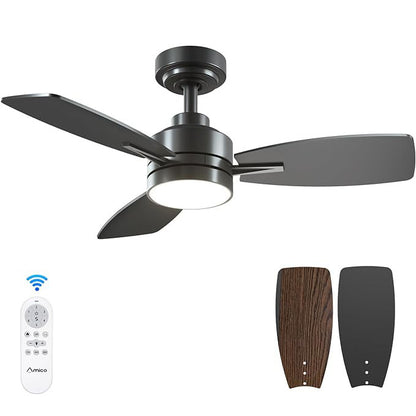 OLUZO 36“ Black Ceiling fan with Light