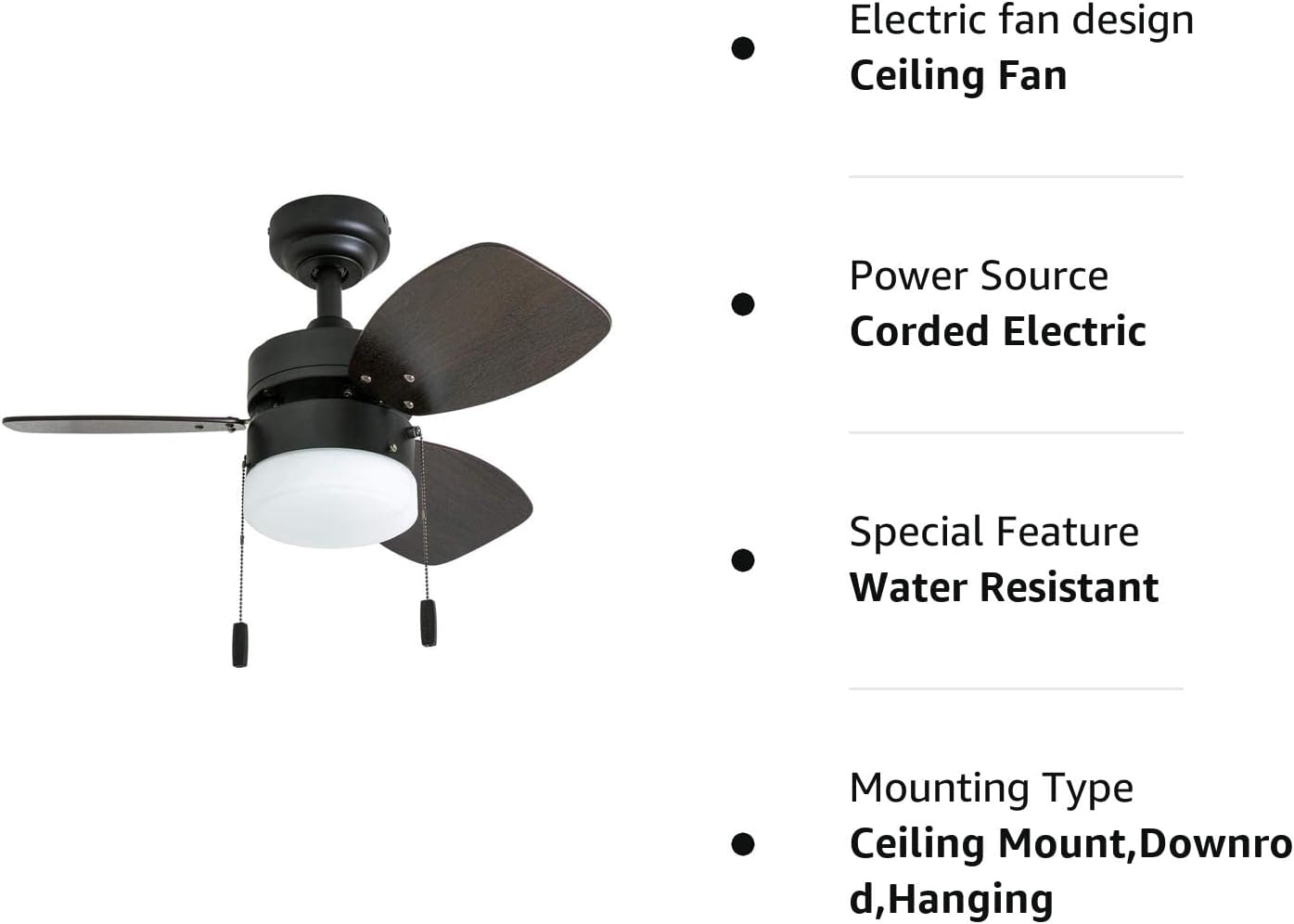 OLUZO 30“ Modern Indoor LED Ceiling Fan with Light