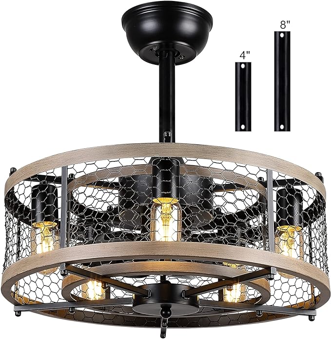 OLUZO 20'' Caged Ceiling Fans with Lights