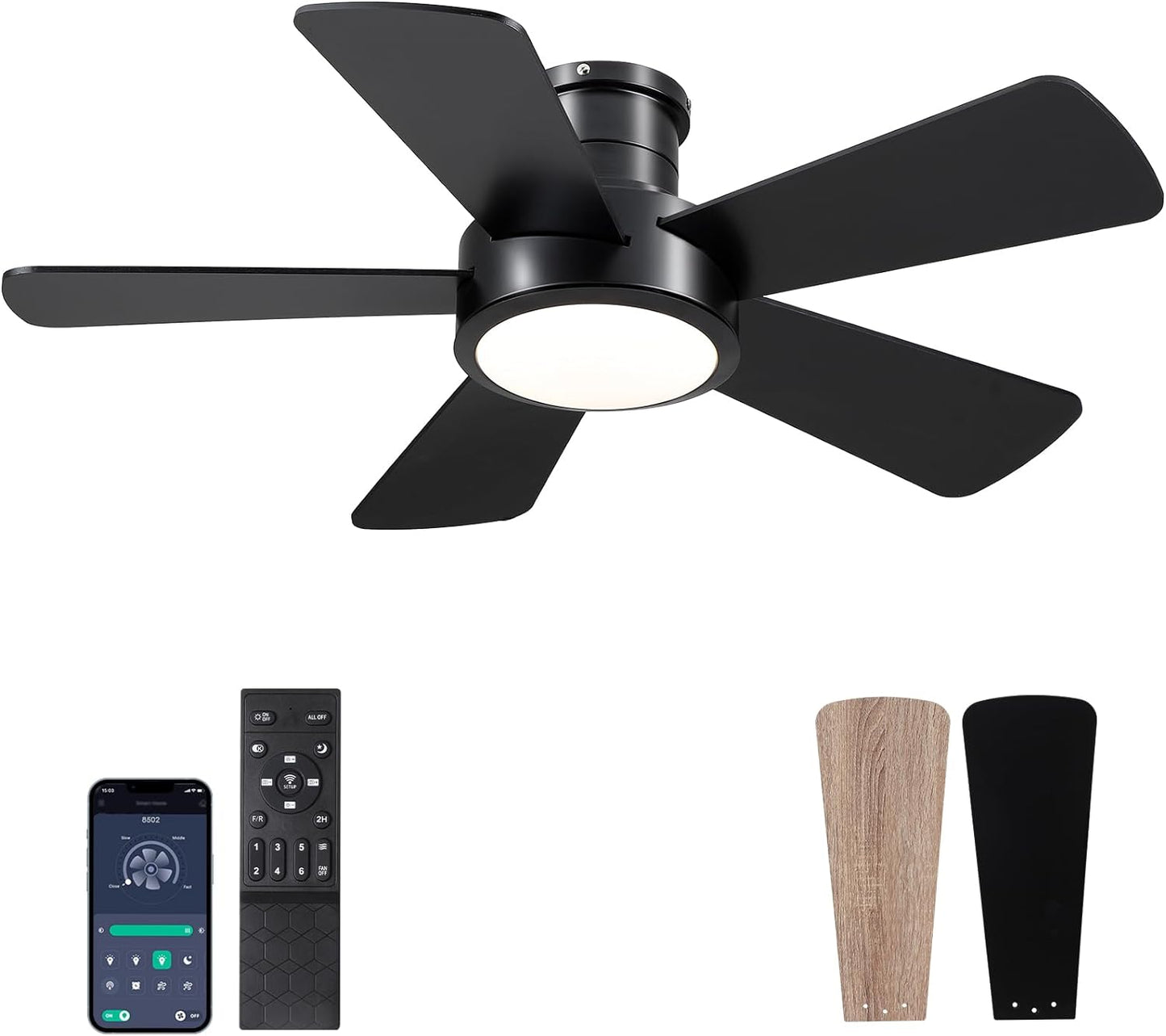 OLUZO 40“ Modern Ceiling Fans with Lights