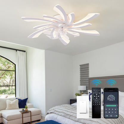 OLUZO 31" Ceiling Lamp with Fan Dimmable