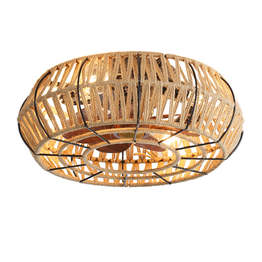 OLUZO 20" Ceiling Light with Fan Boho Woven【get 15% coupon , buy on amz with code】