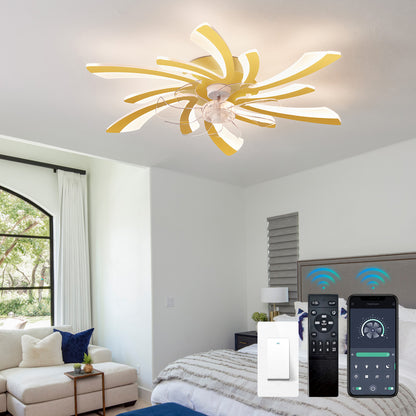 OLUZO 31" Ceiling Lamp with Fan Dimmable