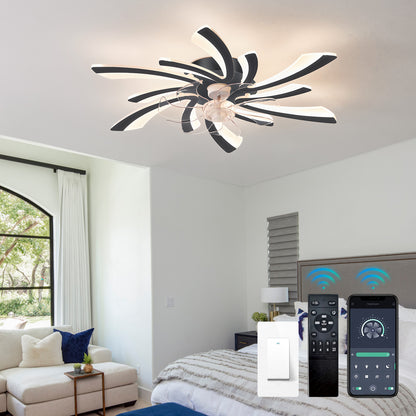 OLUZO 31" Ceiling Lamp with Fan Dimmable