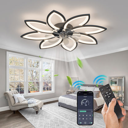 OLUZO 35" Ceiling Fan with Lights Remote Control Dimmable