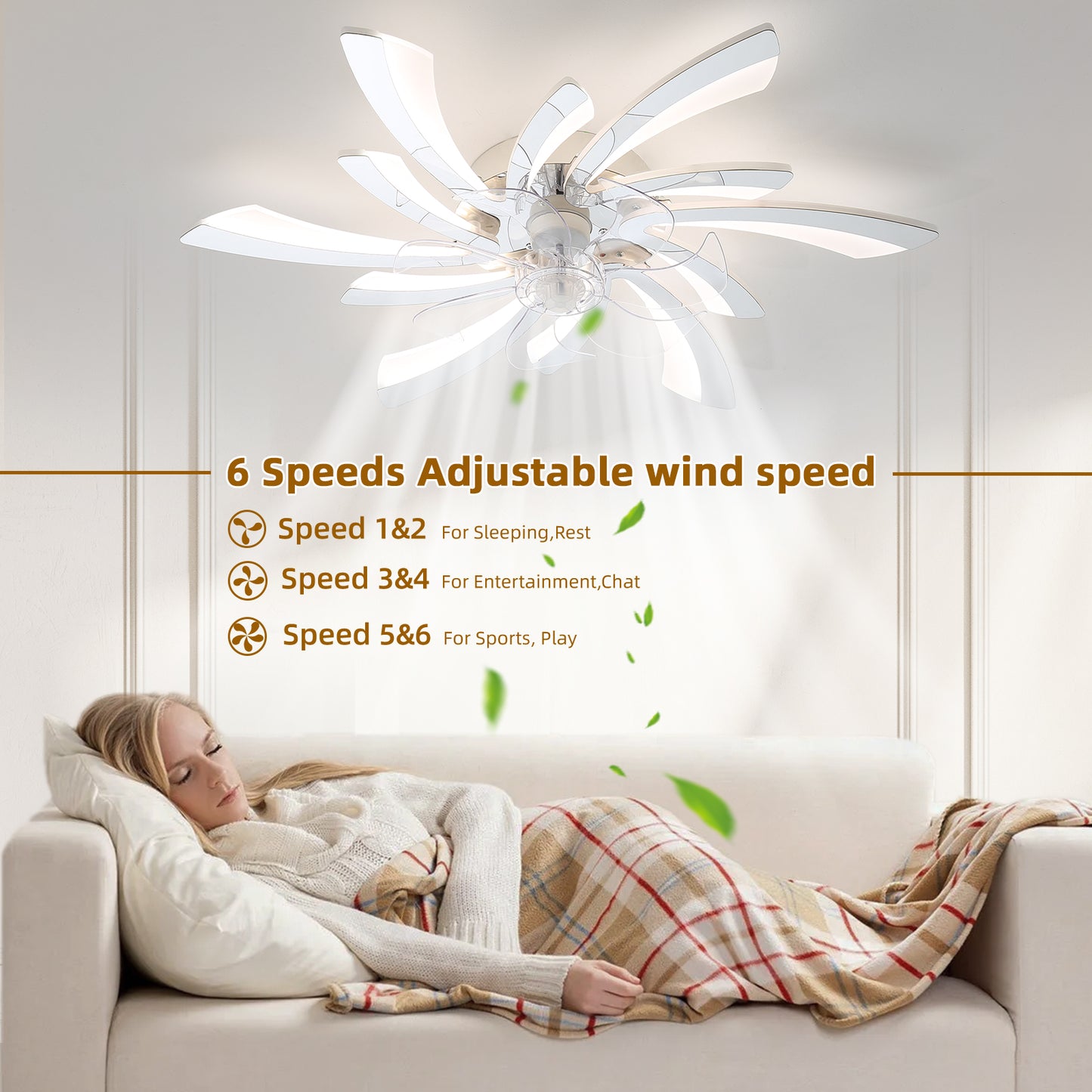 OLUZO 30.7" Ceiling Fan with Lights, Remote Control 3 Color Temperatures