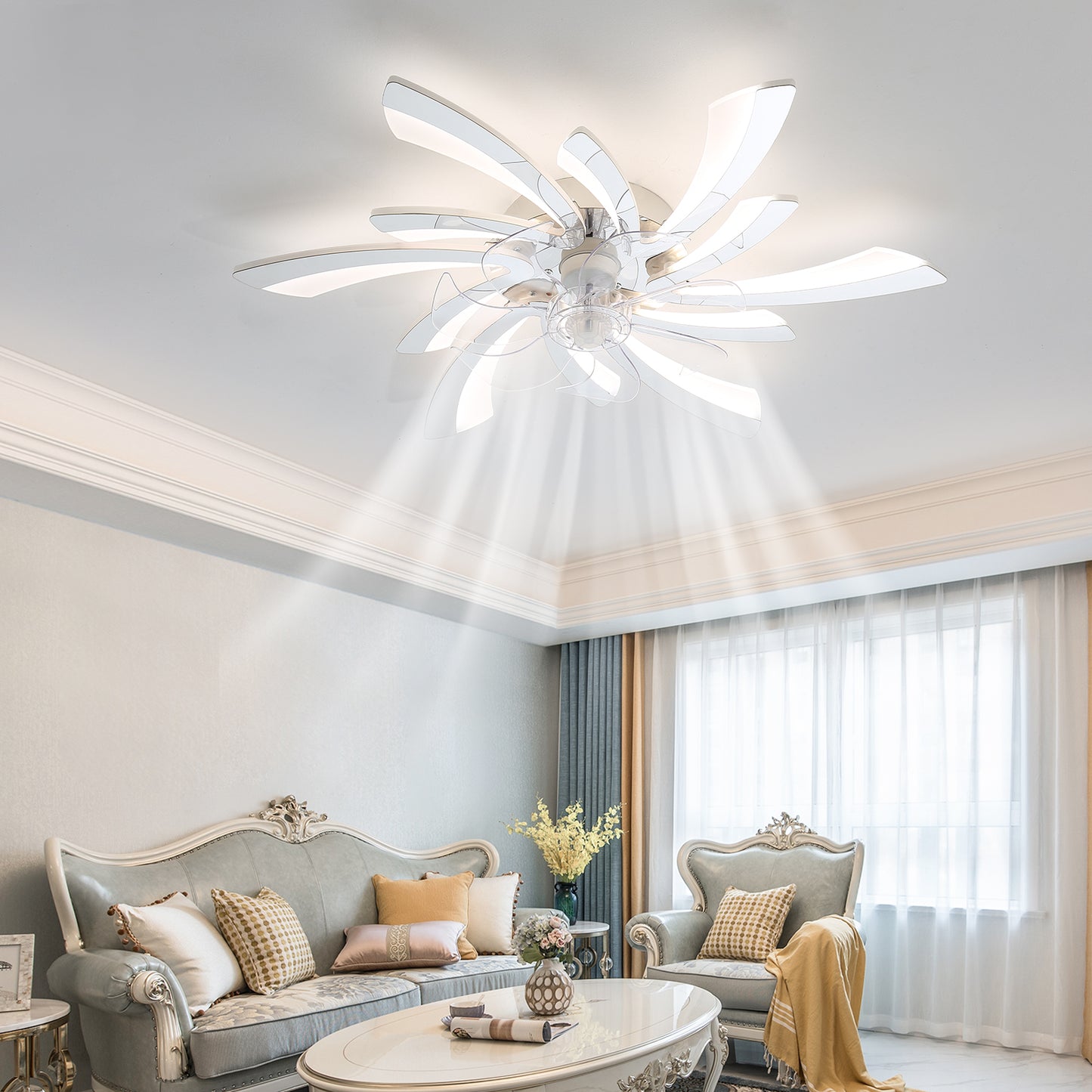 OLUZO 30.7" Ceiling Fan with Lights, Remote Control 3 Color Temperatures