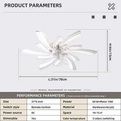 OLUZO 30.7" Ceiling Fan with Lights, Remote Control 3 Color Temperatures