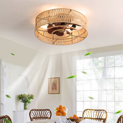 OLUZO 20" Ceiling Fan with Light  Boho Woven【get 18% coupon , buy on amz with code】