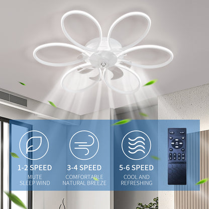 OLUZO 35" Ceiling Fan with Lights Remote Control Dimmable LED