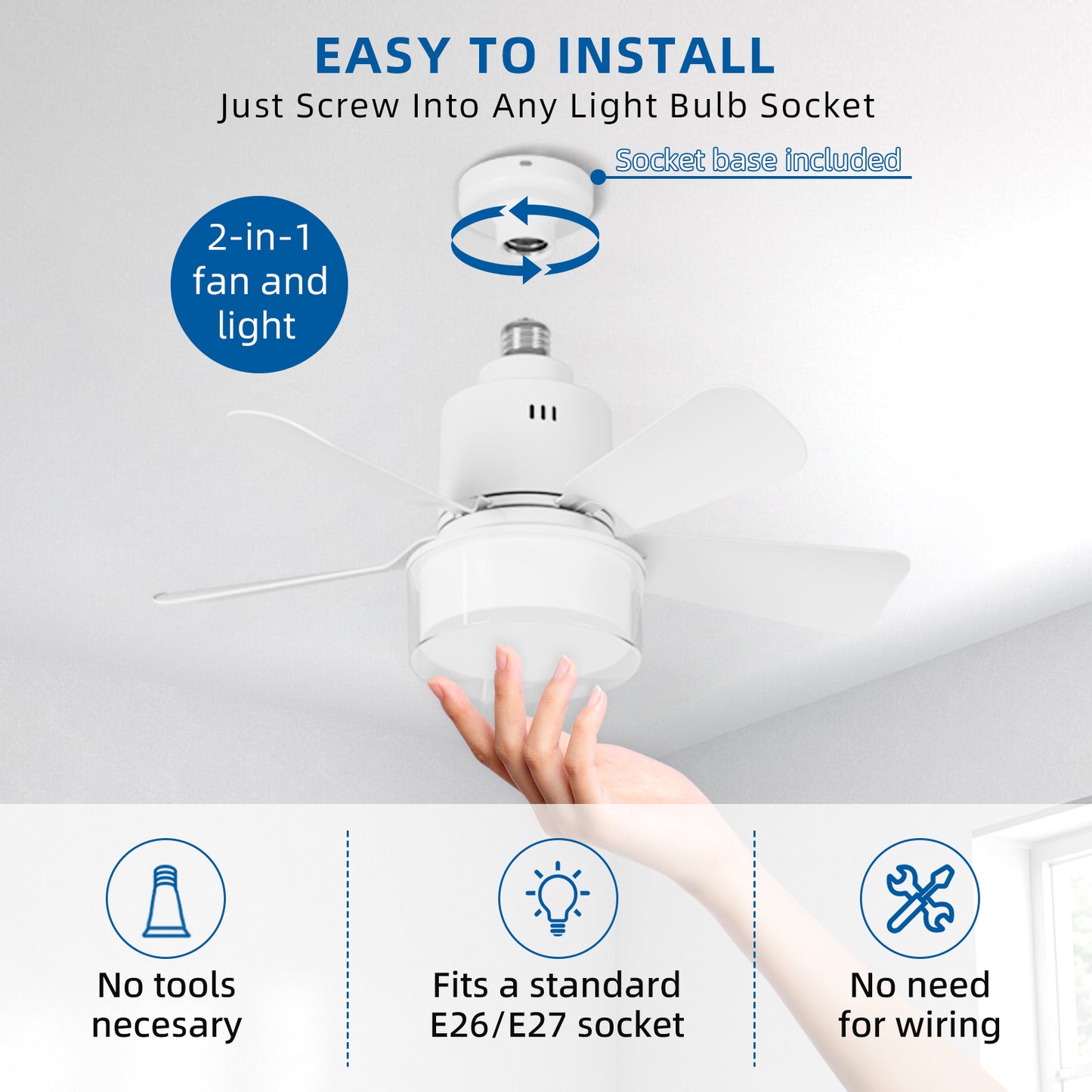 OLUZO 17.7 " Modern smart Socket Fan Lights