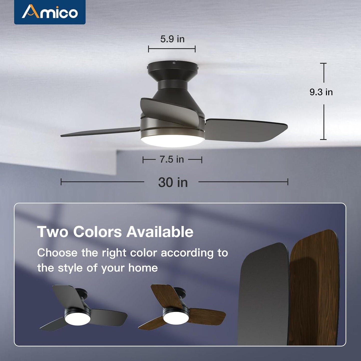 OLUZO 30“ Modern low specification Ceiling Fan