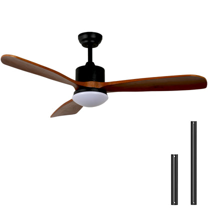 OLUZO 52" Ceiling Fan Light Wood Colour Straight Blade