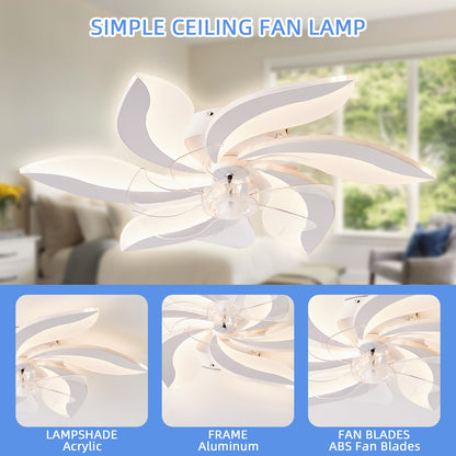 OLUZO 27" Low Profile Ceiling Fans with Lights and Remote