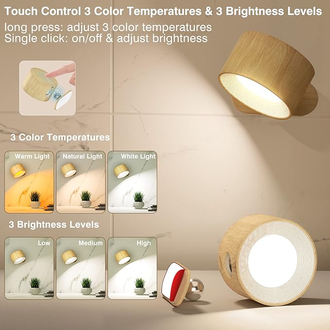 OLUZO 2.55” 360°Rotate Wall Lights