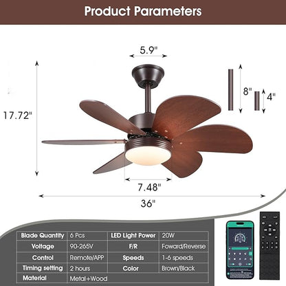 OLUZO 36" Modern Ceiling Fan