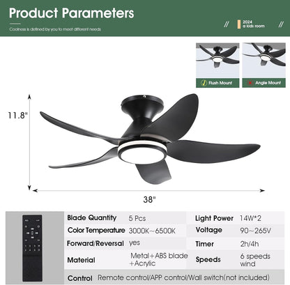 OLUZO 38” Modern energy-saving quiet Ceiling Fan