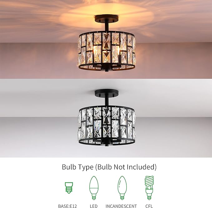 OLUZO 11.5“ Farmhouse Crystal Ceiling Lights