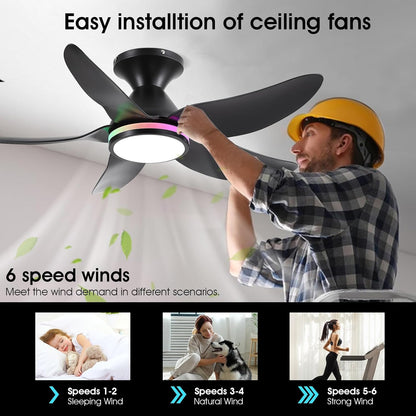 OLUZO 38” Modern energy-saving quiet Ceiling Fan