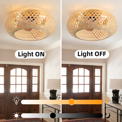 OLUZO 20" Boho Bamboo Ceiling Light with Fan【get 10% coupon , buy on amz with code】