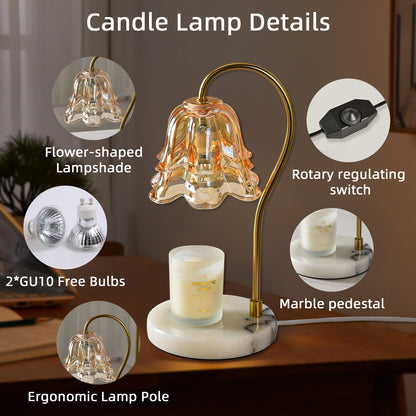 OLUZO Glass Candle Warmer Lamp with Timer Flower Birthday