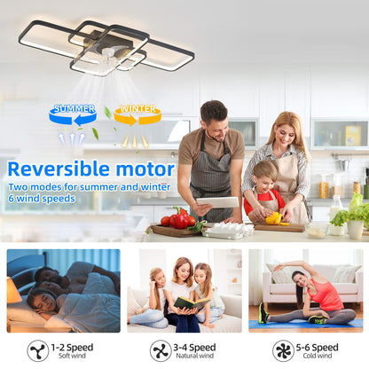 OLUZO 41" Ceiling Fan with Lights Remote Control Dimmable LED