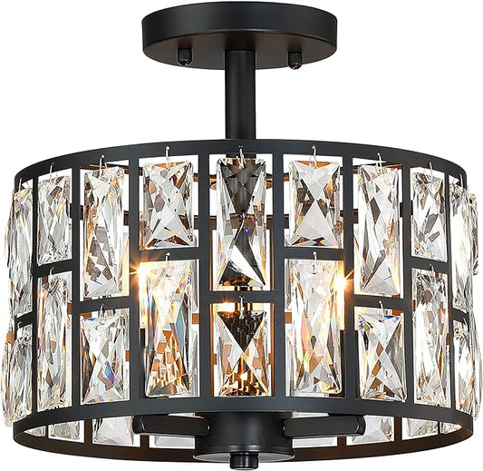 OLUZO 11.5“ Farmhouse Crystal Ceiling Lights