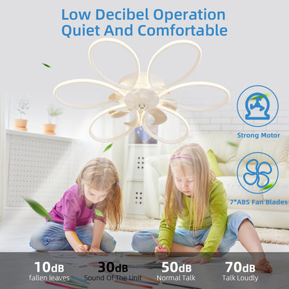 OLUZO 35" Ceiling Fan with Lights Remote Control Dimmable LED