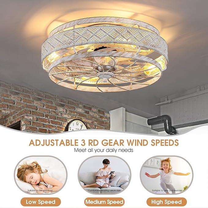 OLUZO 18” embedded Ceiling Fans With Lights