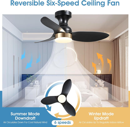 OLUZO 34“ Black Modern Ceiling Fan