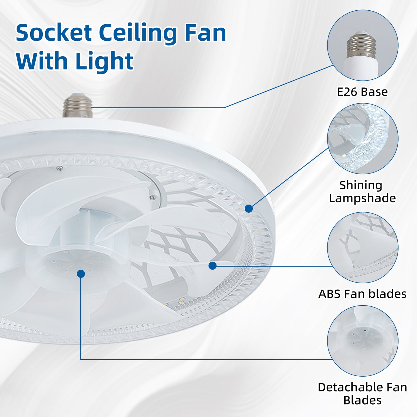 OLUZO 11.8“ dimmable Socket Fan Lights【get 50% coupon , buy on amz with code】