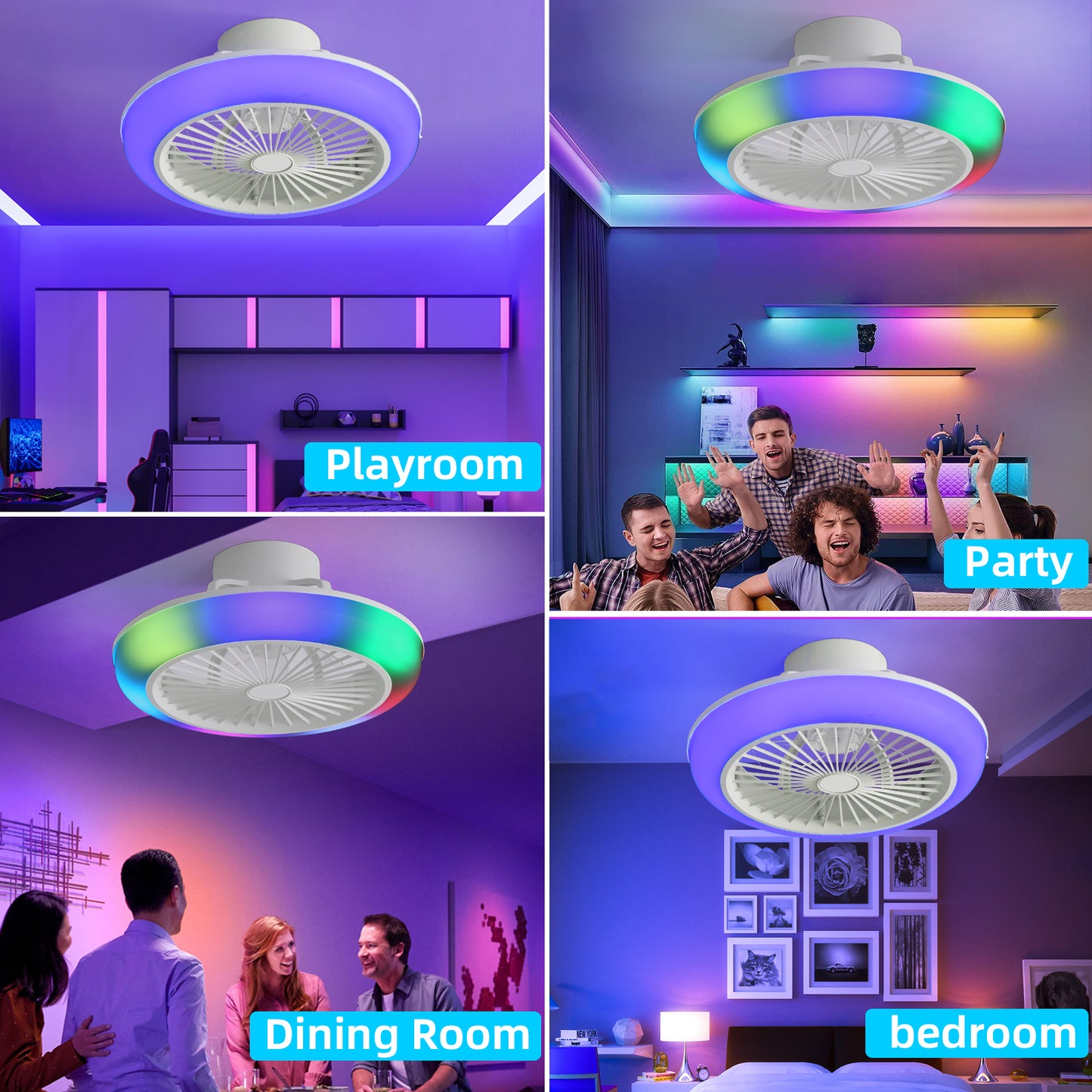 OLUZO 18" RGB Ceiling Light with Fan【get 20% coupon , buy on amz with code】