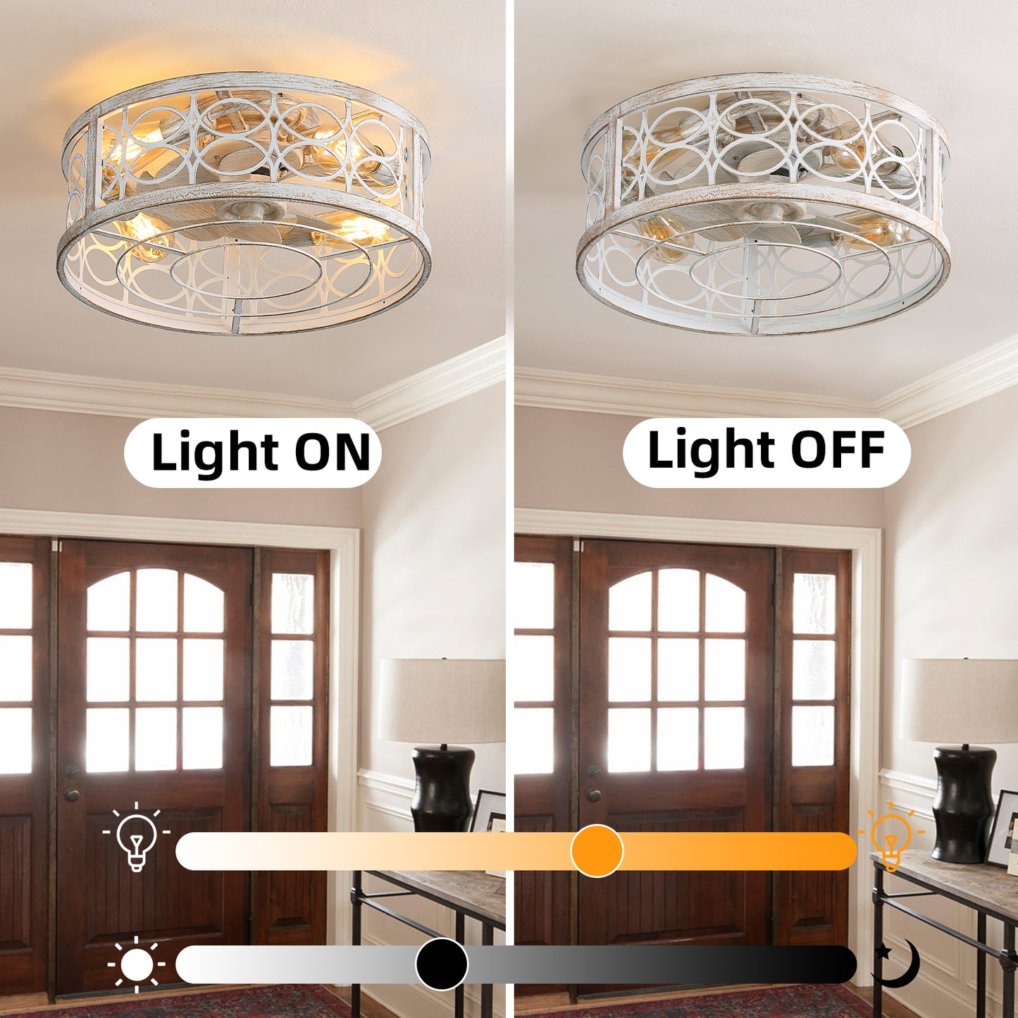 OLUZO 20" Ceiling Fans with Lights Caged【get 18% coupon , buy on amz with code】