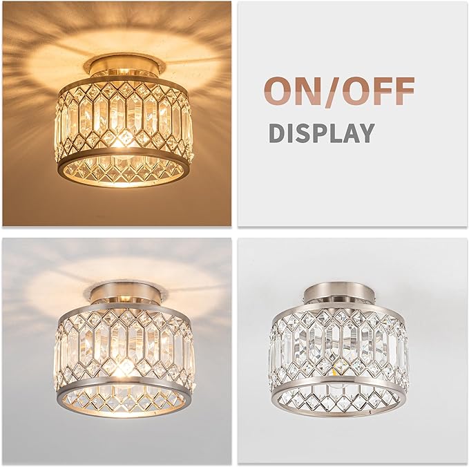 OLUZO 8.66” Crystal Ceiling Light