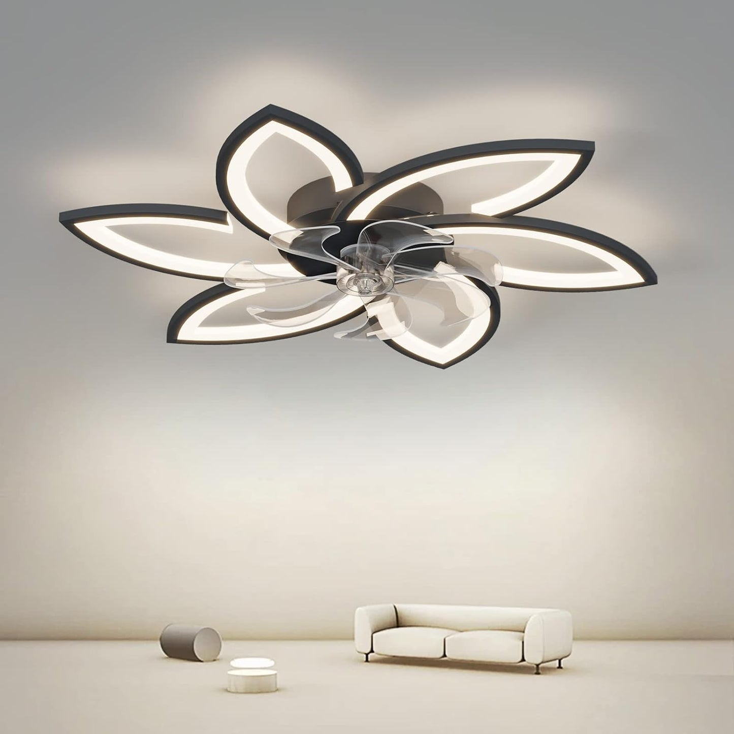 OLUZO 30.7" Ceiling Fan with Light and Remote Control 3 Color temperatures