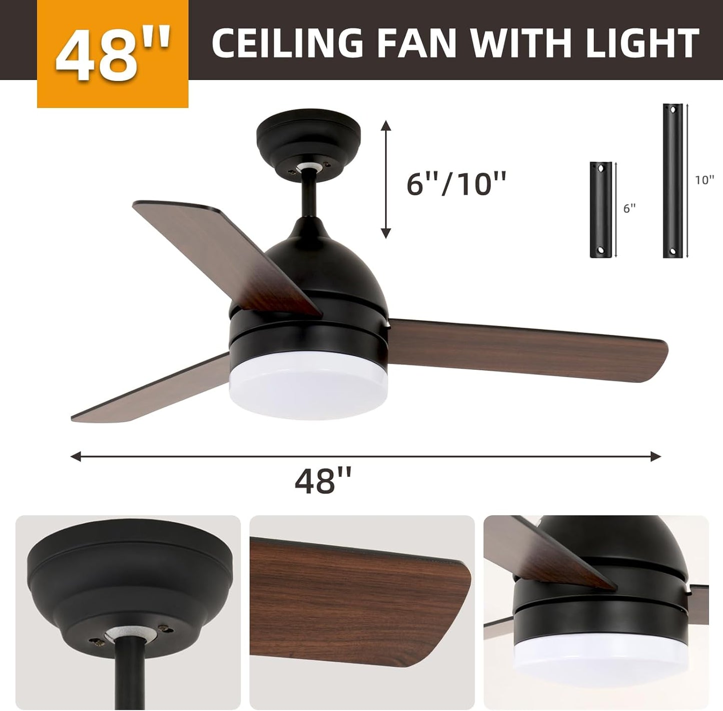 OLUZO 48" Minimalist Straight Blade Fan