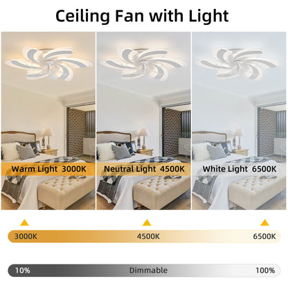 OLUZO 25.6" Ceiling Fans with Lights and Remote