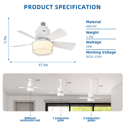 OLUZO 17.7 " Modern smart Socket Fan Lights