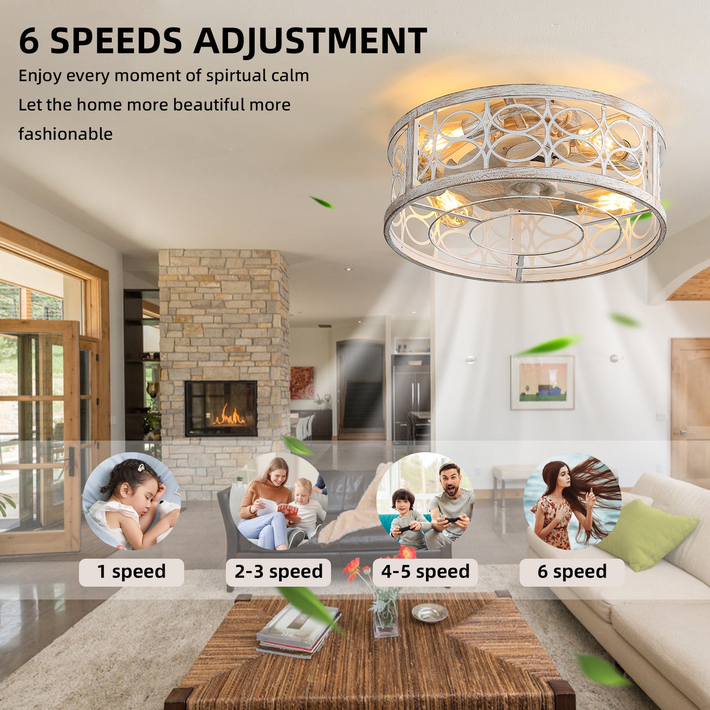 OLUZO 20" Ceiling Fans with Lights Caged【get 18% coupon , buy on amz with code】