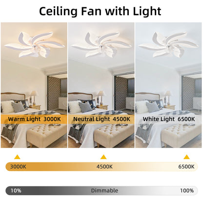 OLUZO 27" Low Profile Ceiling Fans with Lights and Remote