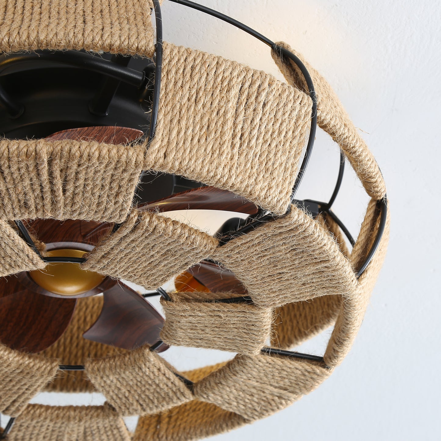 OLUZO 20" Caged Ceiling with Lights Farmhouse Caged Fan