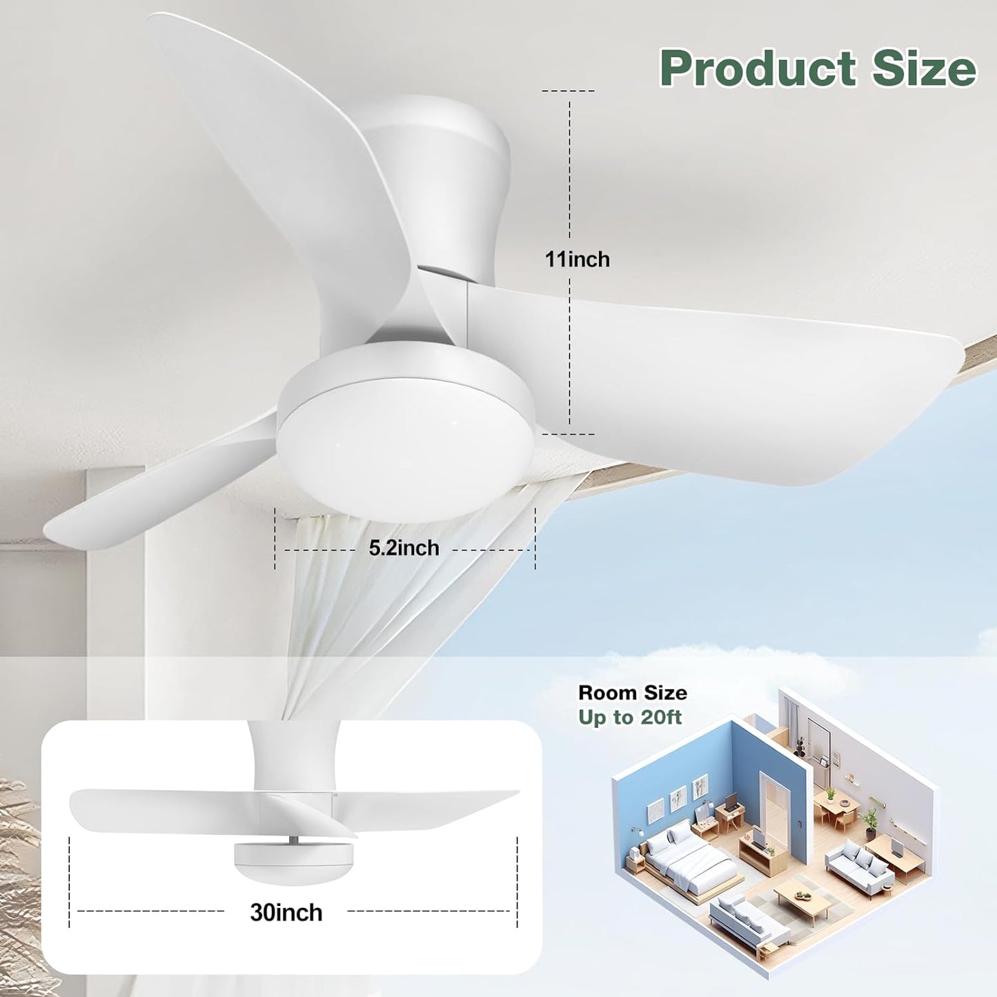 OLUZO 30“ Simple and modern Ceiling Fan