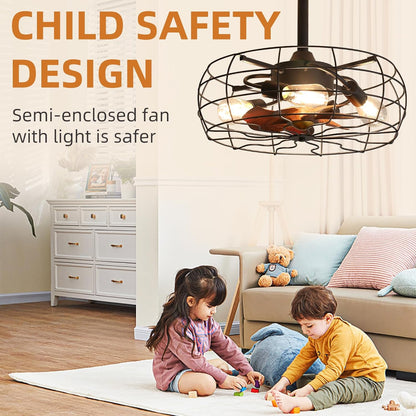 OLUZO 20" Low Profile Enclosed Ceiling Fans with Lights