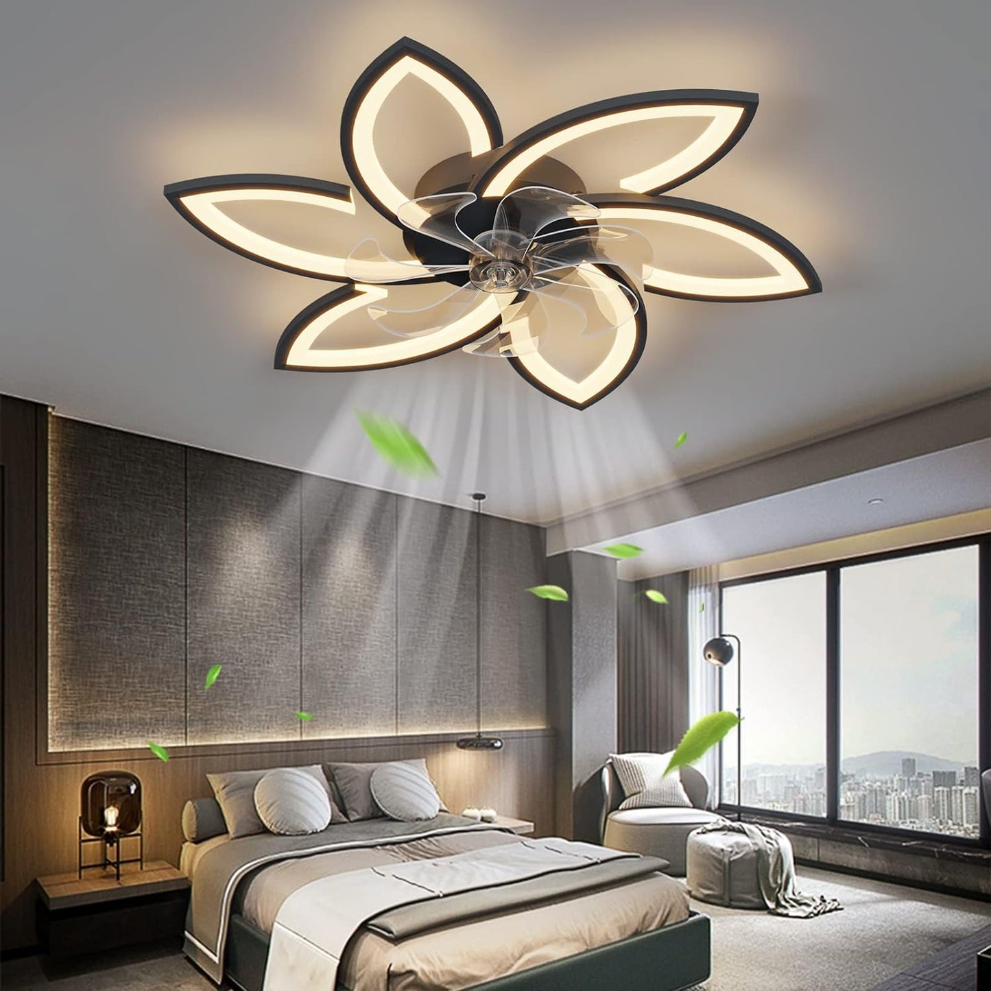 OLUZO 30.7" Ceiling Fan with Light and Remote Control 3 Color temperatures