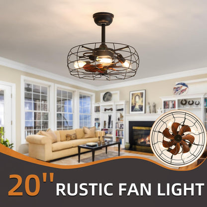 OLUZO 20" Low Profile Enclosed Ceiling Fans with Lights