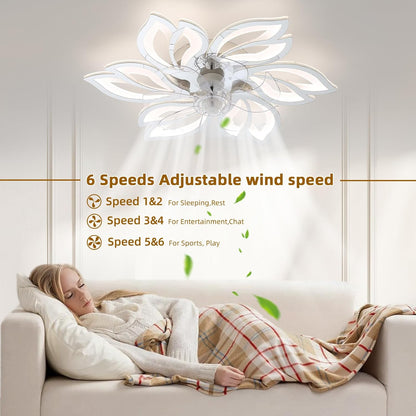 OLUZO 25.5" Ceiling Fan with Lights Remote Control 3 Color Temperatures