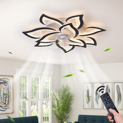 OLUZO 32" Ceiling Fan with Lights, Remote Control 3 Color Temperatures